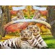 Комплект постельного белья "Белые тигры" Сатин 3D (100% длинноволокнистый хлопок)